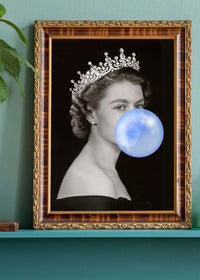 Queen Elizabeth with Bubblegum Blue Print