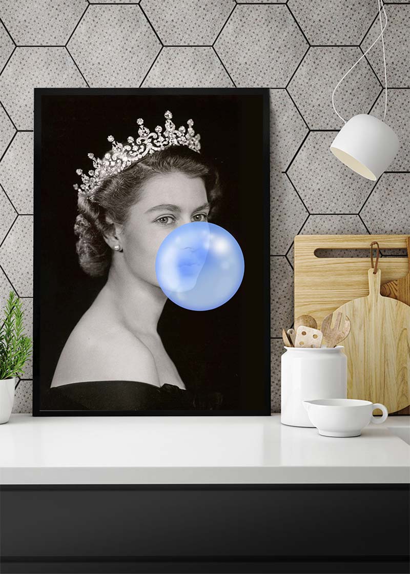Queen Elizabeth with Bubblegum Blue Print