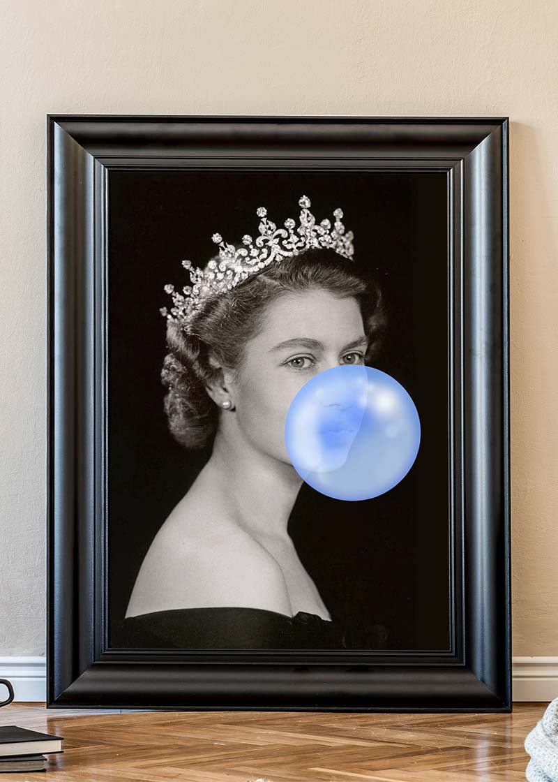 Queen Elizabeth with Bubblegum Blue Print