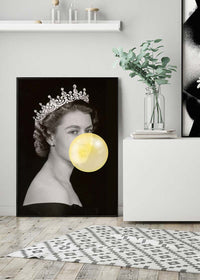 Queen Elizabeth with Bubblegum Yellow Print