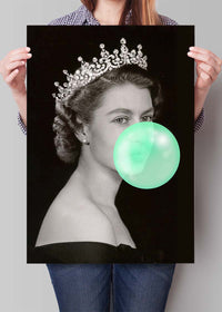 Queen Elizabeth with Bubblegum Teal Print