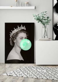 Queen Elizabeth with Bubblegum Teal Print