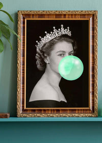 Queen Elizabeth with Bubblegum Teal Print