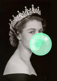 Queen Elizabeth with Bubblegum Teal Print