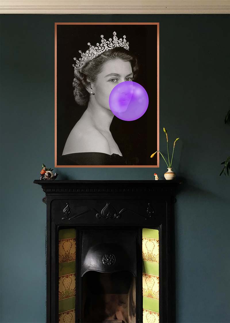 Queen Elizabeth with Bubblegum Purple Print