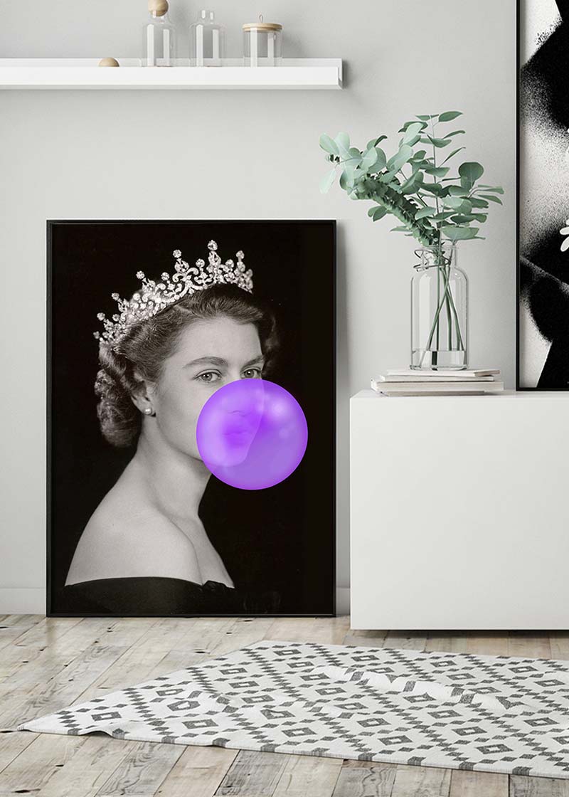 Queen Elizabeth with Bubblegum Purple Print