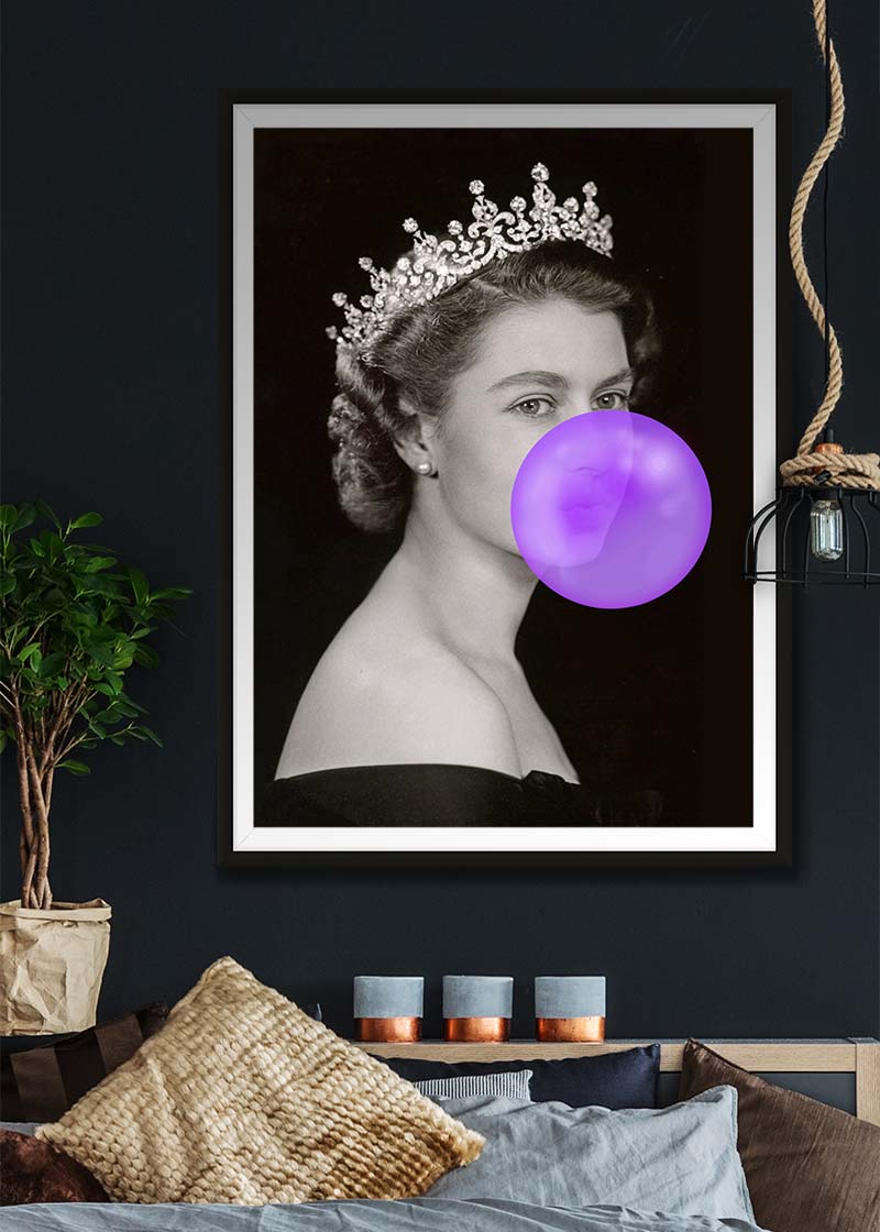 Queen Elizabeth with Bubblegum Purple Print