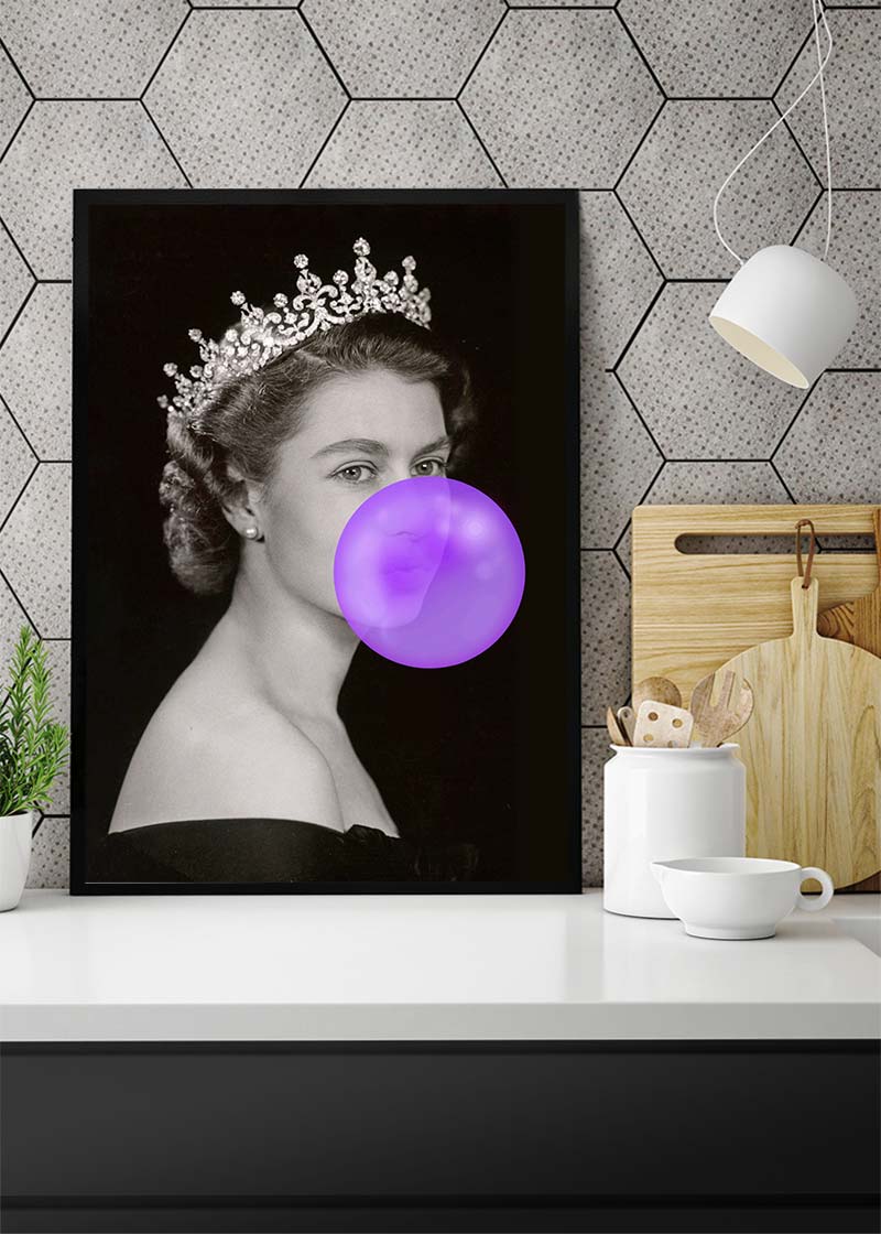 Queen Elizabeth with Bubblegum Purple Print