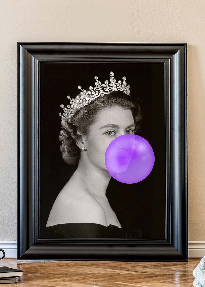 Queen Elizabeth with Bubblegum Purple Print