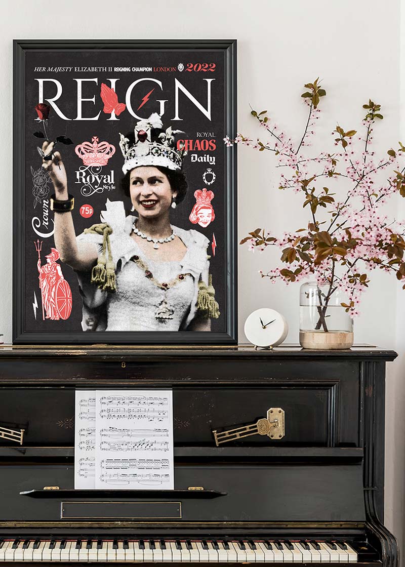 Reign Queen Elizabeth Platinum Jubilee Magazine Cover Dark-InkAndDrop