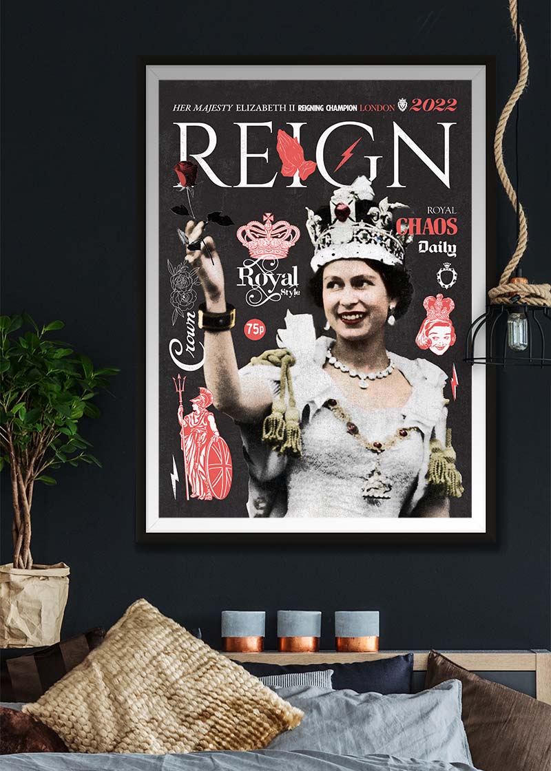 Reign Queen Elizabeth Platinum Jubilee Magazine Cover Dark-InkAndDrop