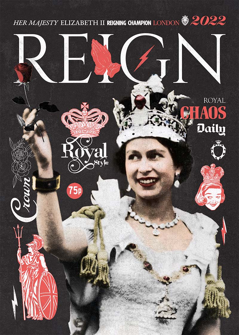 Reign Queen Elizabeth Platinum Jubilee Magazine Cover Dark-InkAndDrop