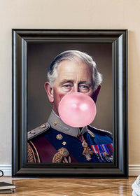 King Charles III Blowing Bubblegum Print