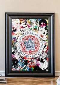 King Charles III Emblem Graffiti Print