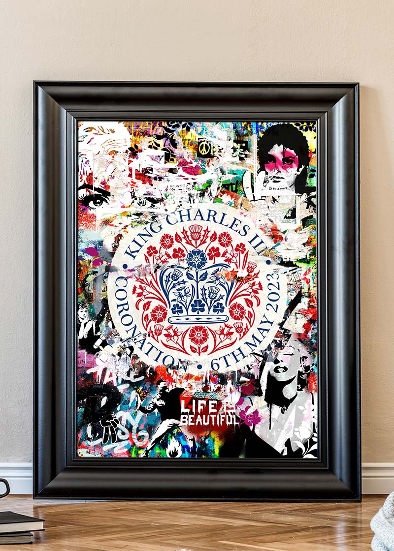 King Charles III Emblem Graffiti Print