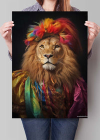 Rainbow Lion Animal Portrait Print