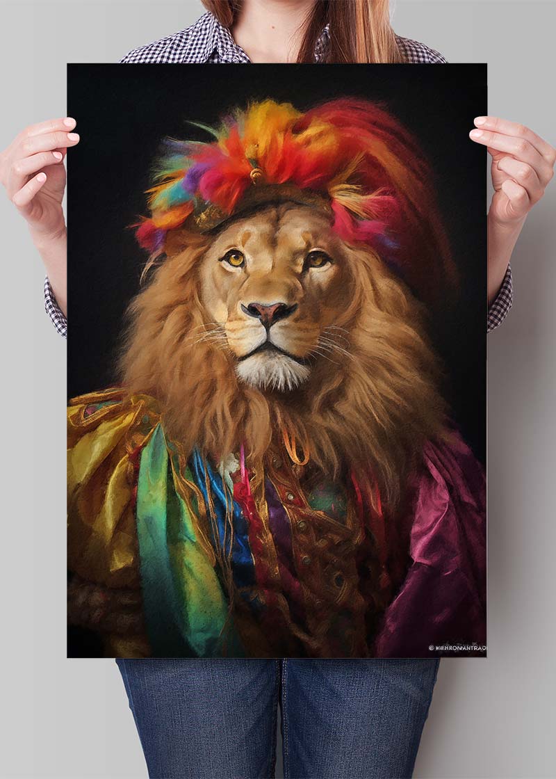 Rainbow Lion Animal Portrait Print