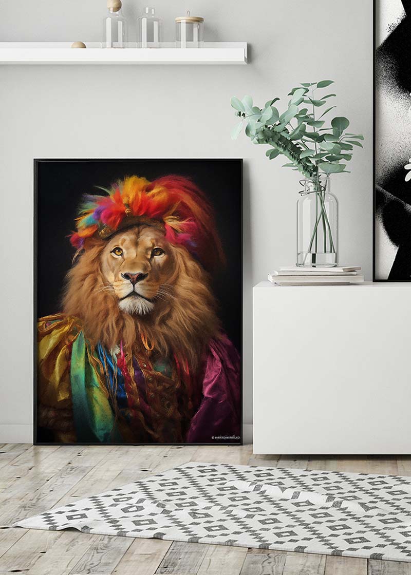 Rainbow Lion Animal Portrait Print