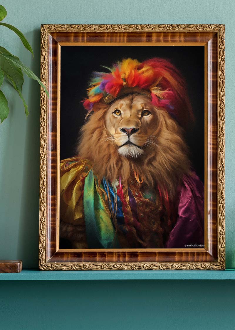 Rainbow Lion Animal Portrait Print