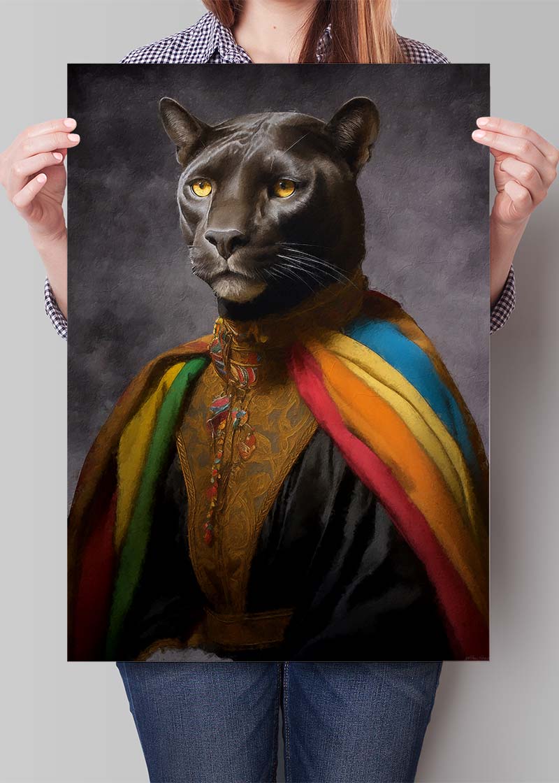 Rainbow Panther Animal Portrait Print