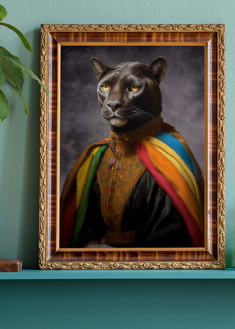 Rainbow Panther Animal Portrait Print