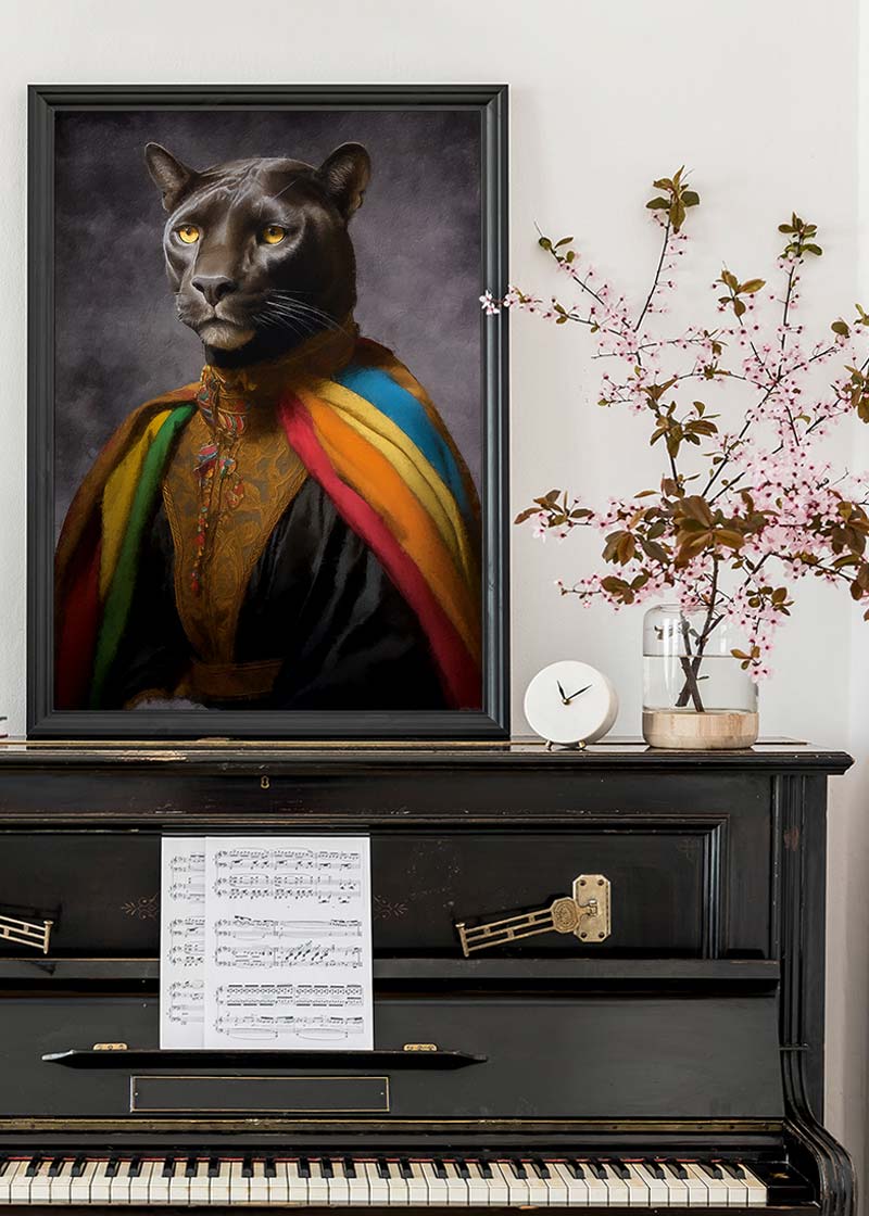 Rainbow Panther Animal Portrait Print