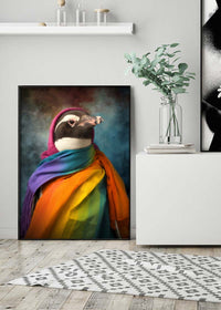 Rainbow Penguin Animal Portrait Print
