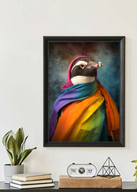 Rainbow Penguin Animal Portrait Print