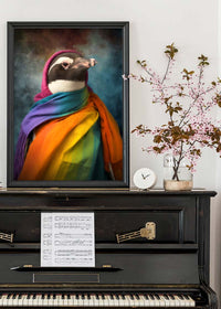 Rainbow Penguin Animal Portrait Print
