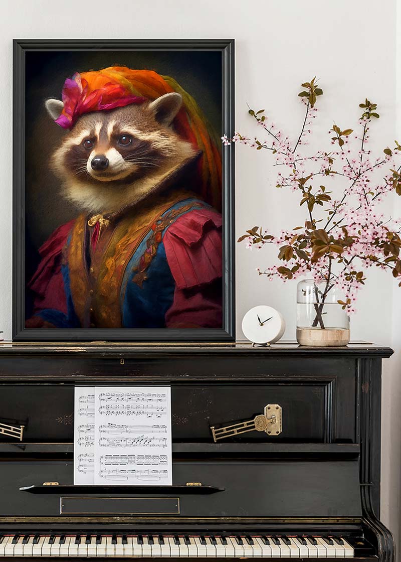 Rainbow Racoon Animal Portrait Print