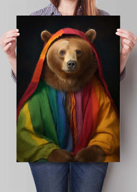 Rainbow Bear Animal Portrait Print