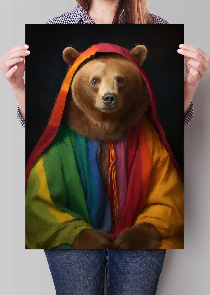 Rainbow Bear Animal Portrait Print