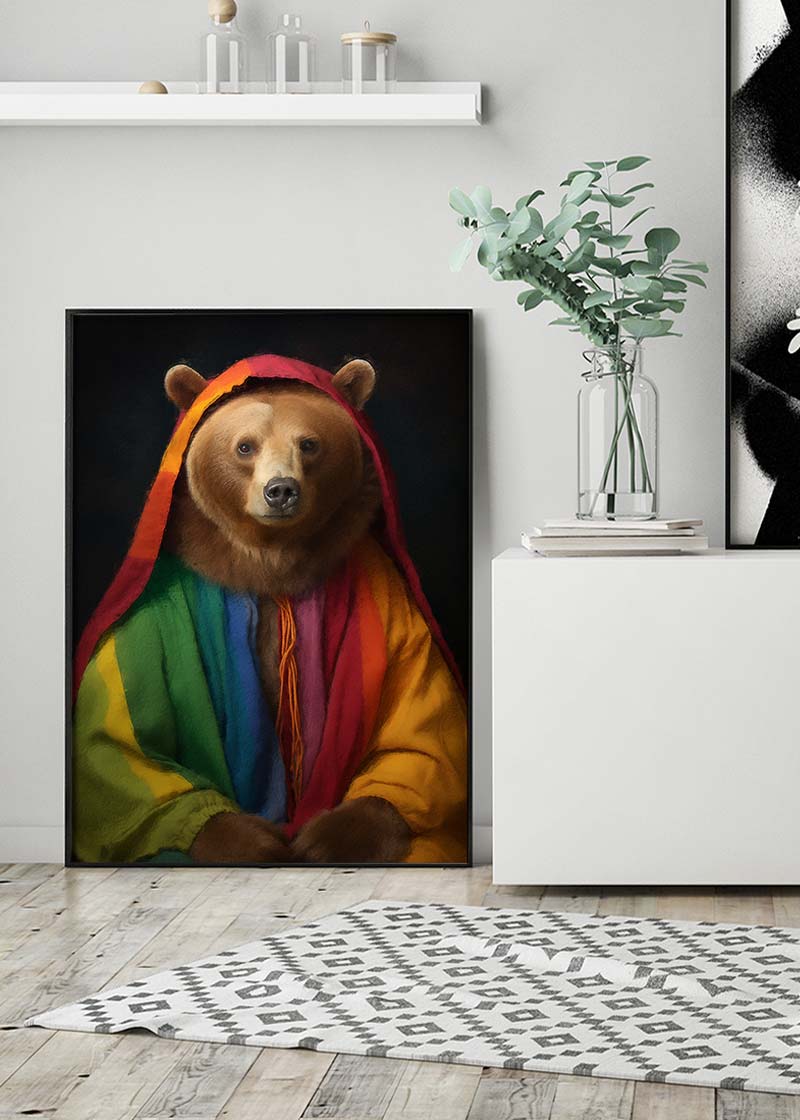 Rainbow Bear Animal Portrait Print