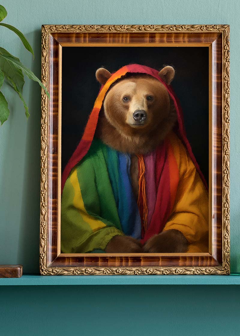 Rainbow Bear Animal Portrait Print