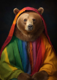 Rainbow Bear Animal Portrait Print