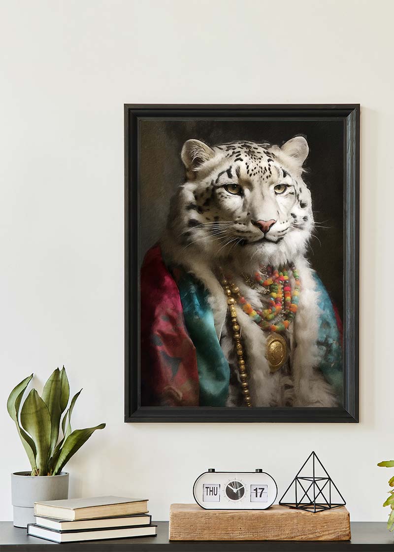 Rainbow Snow Leopard Animal Portrait Print