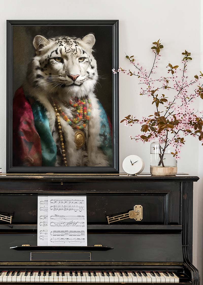 Rainbow Snow Leopard Animal Portrait Print