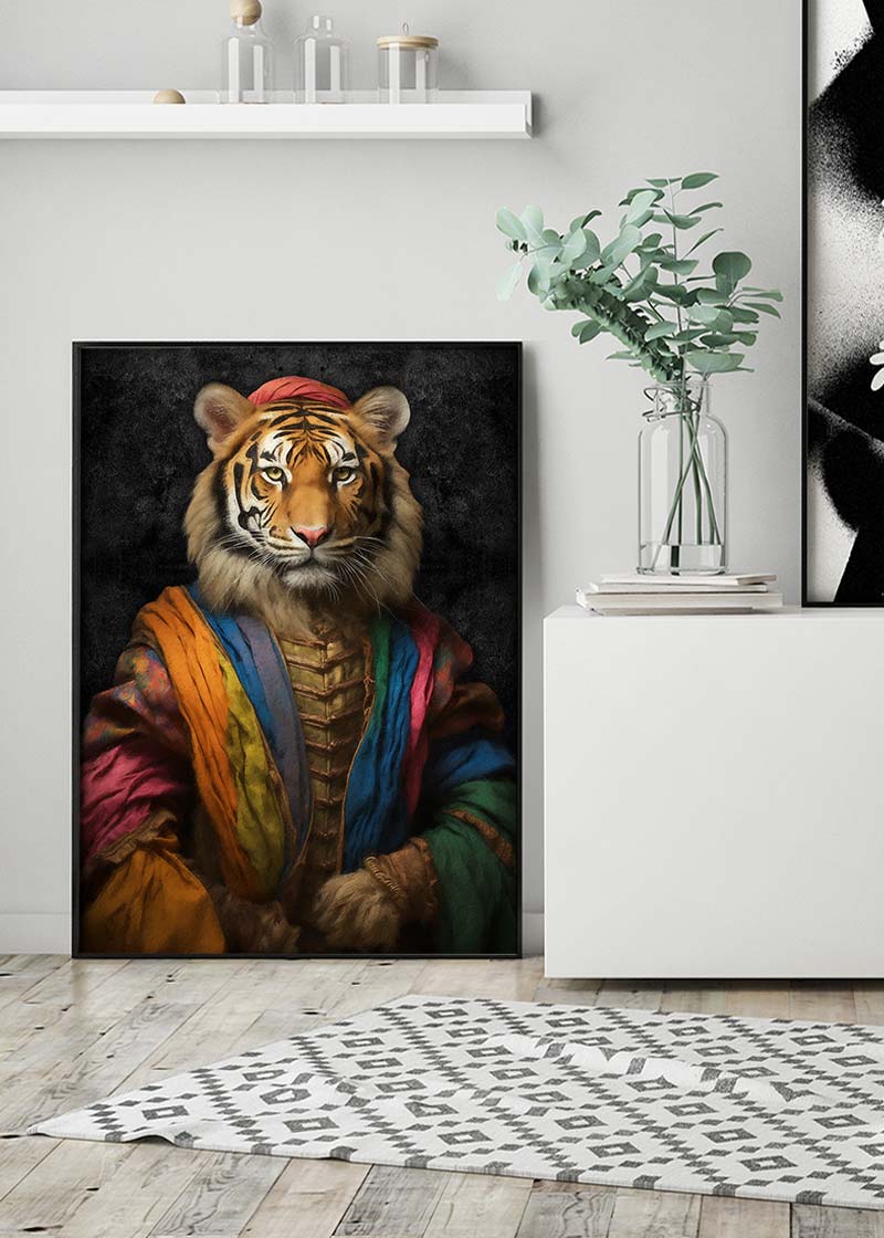 Rainbow Tiger Animal Portrait Print