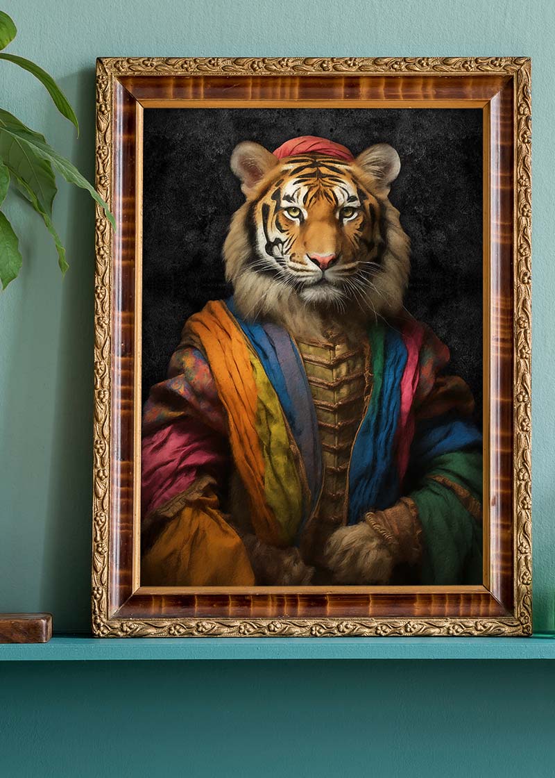 Rainbow Tiger Animal Portrait Print