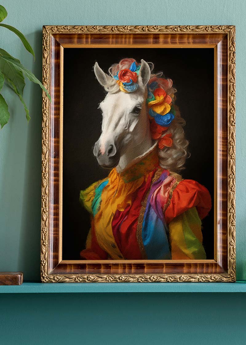 Rainbow Horse Animal Portrait Print