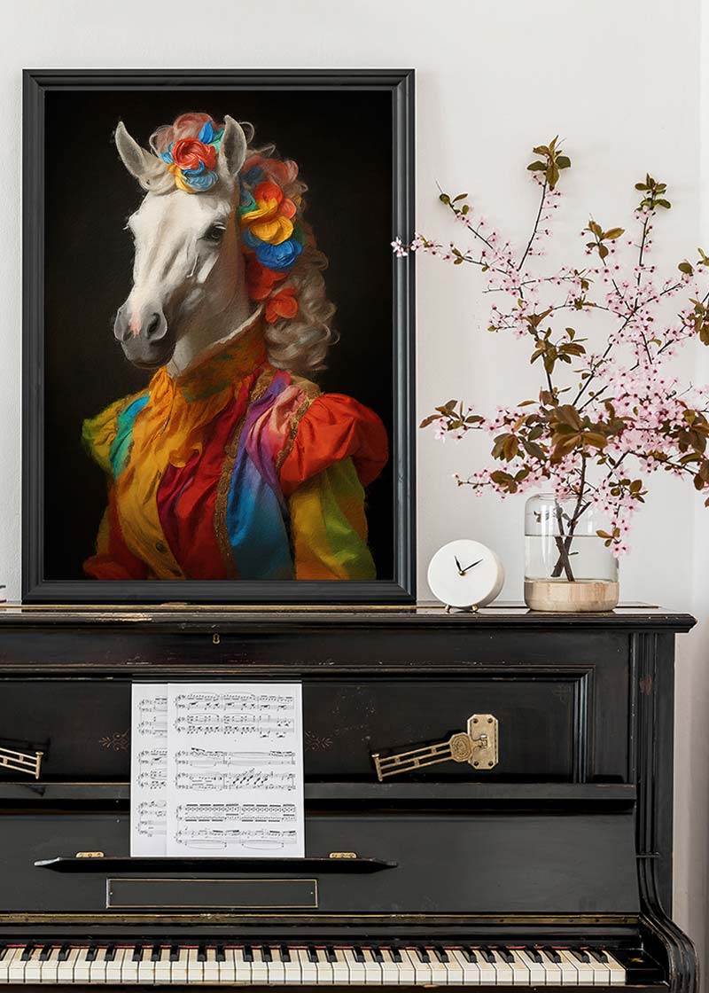 Rainbow Horse Animal Portrait Print