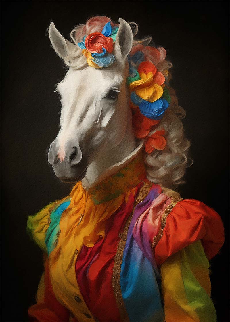 Rainbow Horse Animal Portrait Print