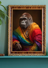 Rainbow Gorilla Animal Portrait Print