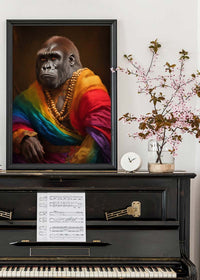 Rainbow Gorilla Animal Portrait Print