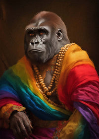 Rainbow Gorilla Animal Portrait Print