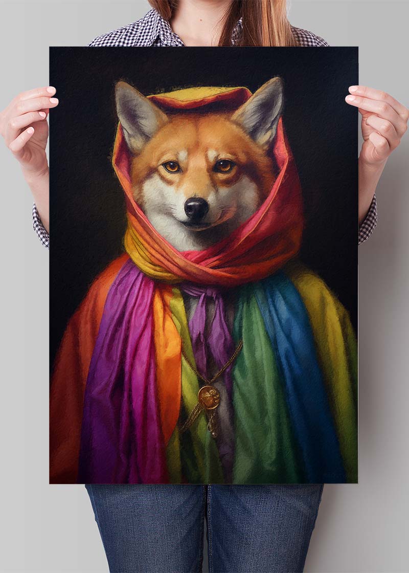 Rainbow Fox Animal Portrait Print