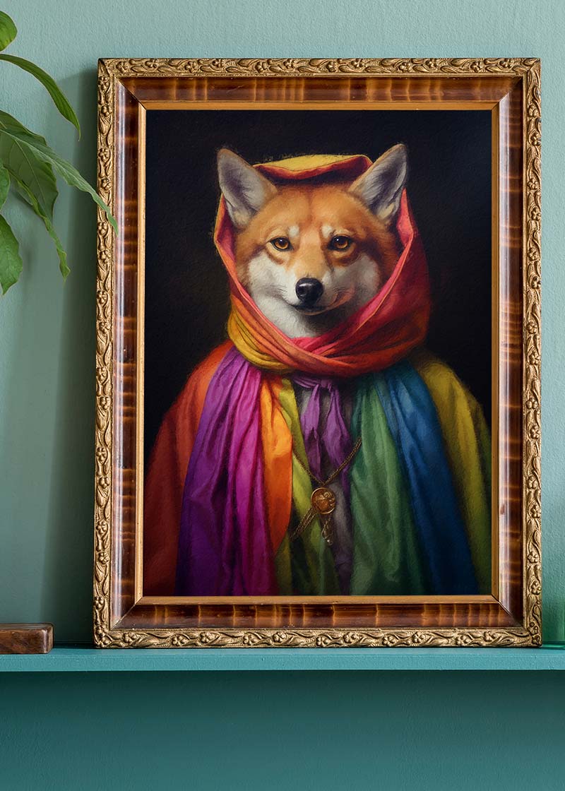 Rainbow Fox Animal Portrait Print