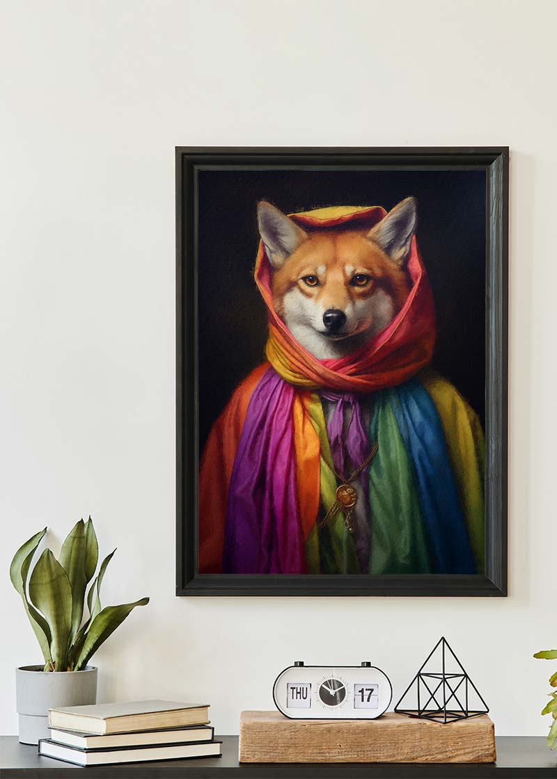 Rainbow Fox Animal Portrait Print