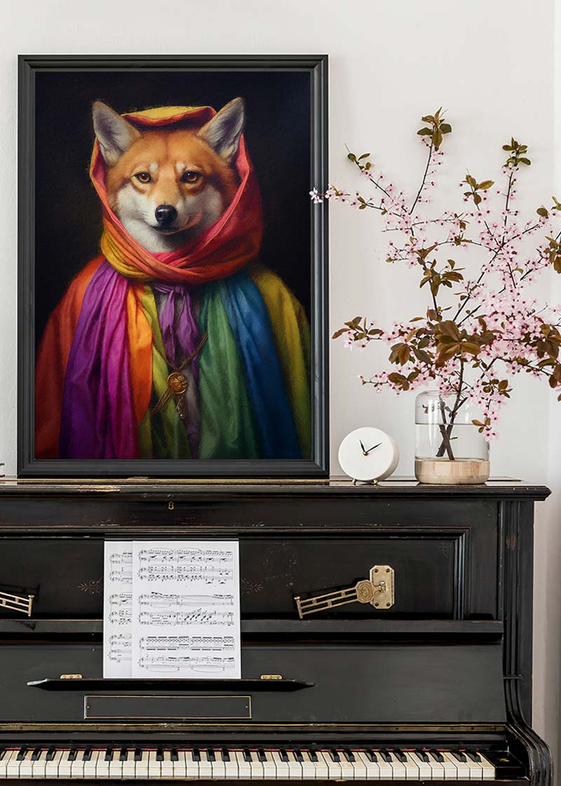 Rainbow Fox Animal Portrait Print