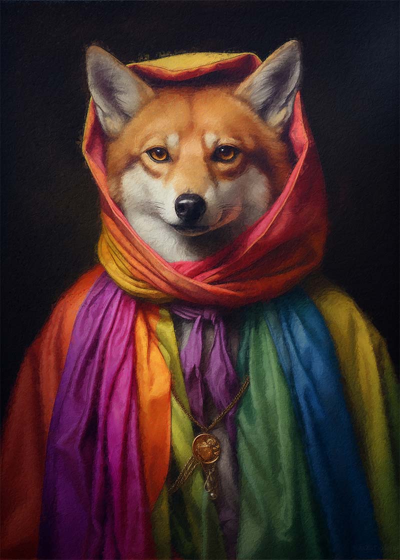 Rainbow Fox Animal Portrait Print
